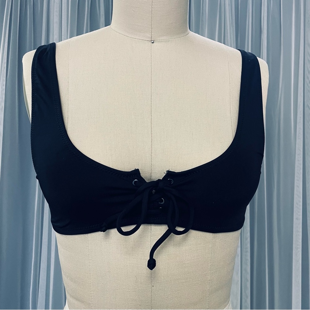 J.Crew Scoop Tank Bikini Top front tie size small NWT